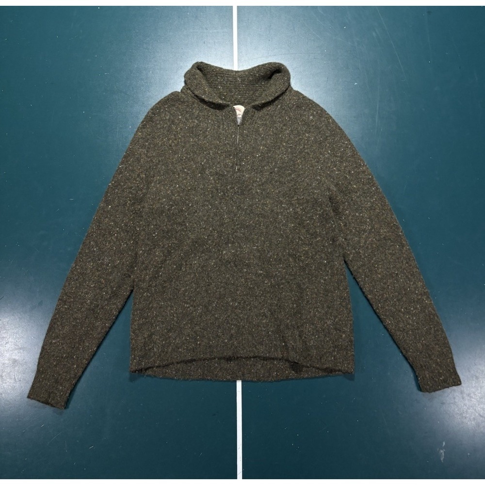 Brooks Brothers Red Fleece Sweater Men's XS Green Marled Wool Knit Quarter Zip